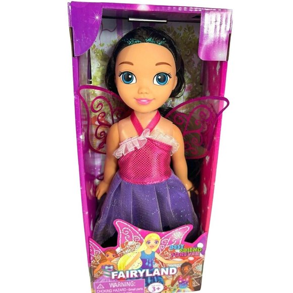 Fairyland Doll Toy Best Friend Forever Black Hair Blue Eyes Sparkly Wings 11" - Picture 6 of 7